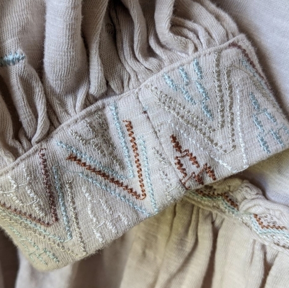 Free People Embroidered Artisan Tunic | Sun-Washed Earthy Tones Peasant Top XS - Picture 13 of 13